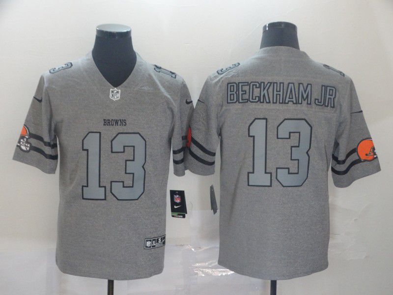 Men Cleveland Browns #13 Beckham jr Grey Retro Nike NFL Jerseys->green bay packers->NFL Jersey